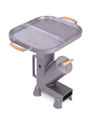 duża patelnia dzielona z koroną na piecyku rakietowym Duke