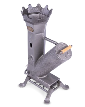 korona na piecyku rakietowym King, widok z przodu