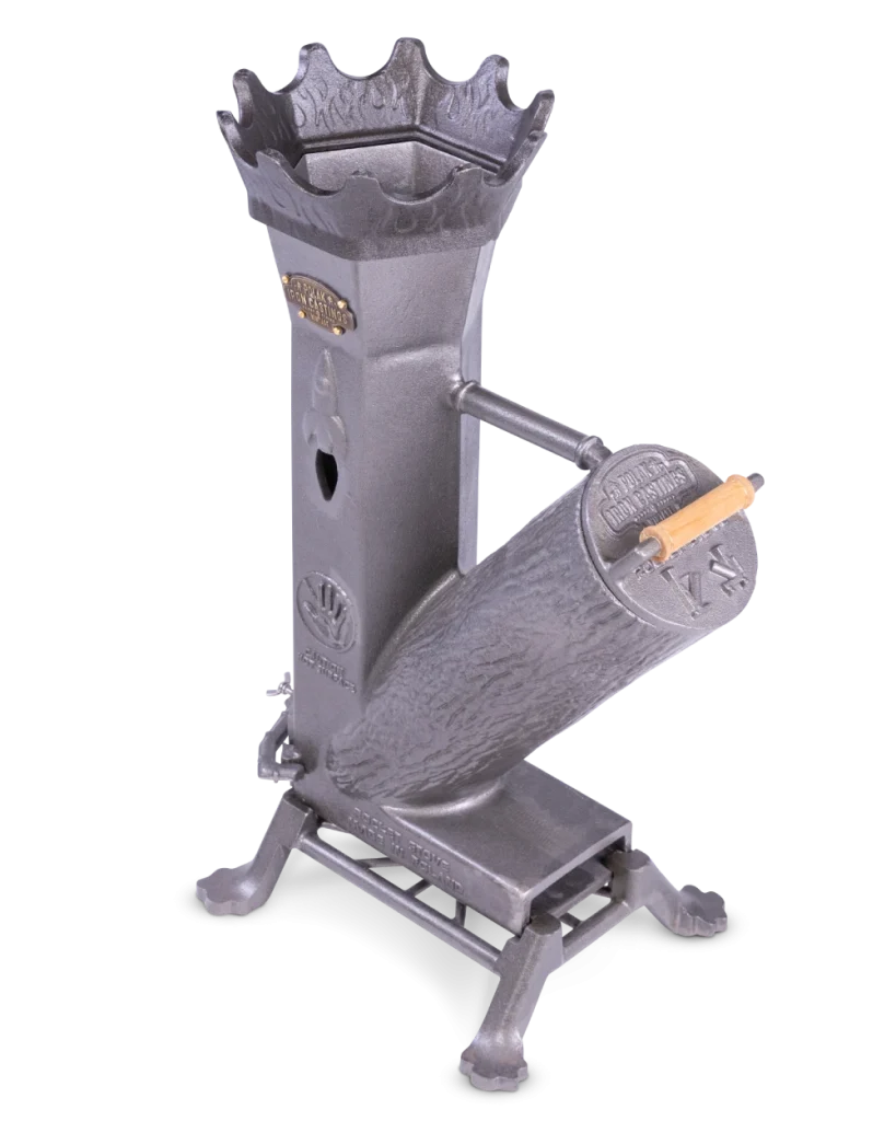 korona na piecyku rakietowym King, widok z przodu